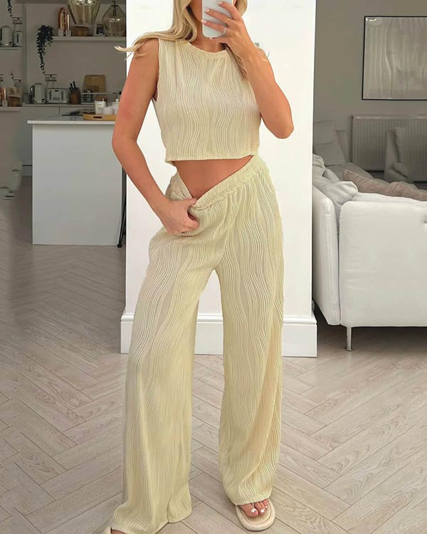 Fashion Classic Texture Solid Color Two-piece Set