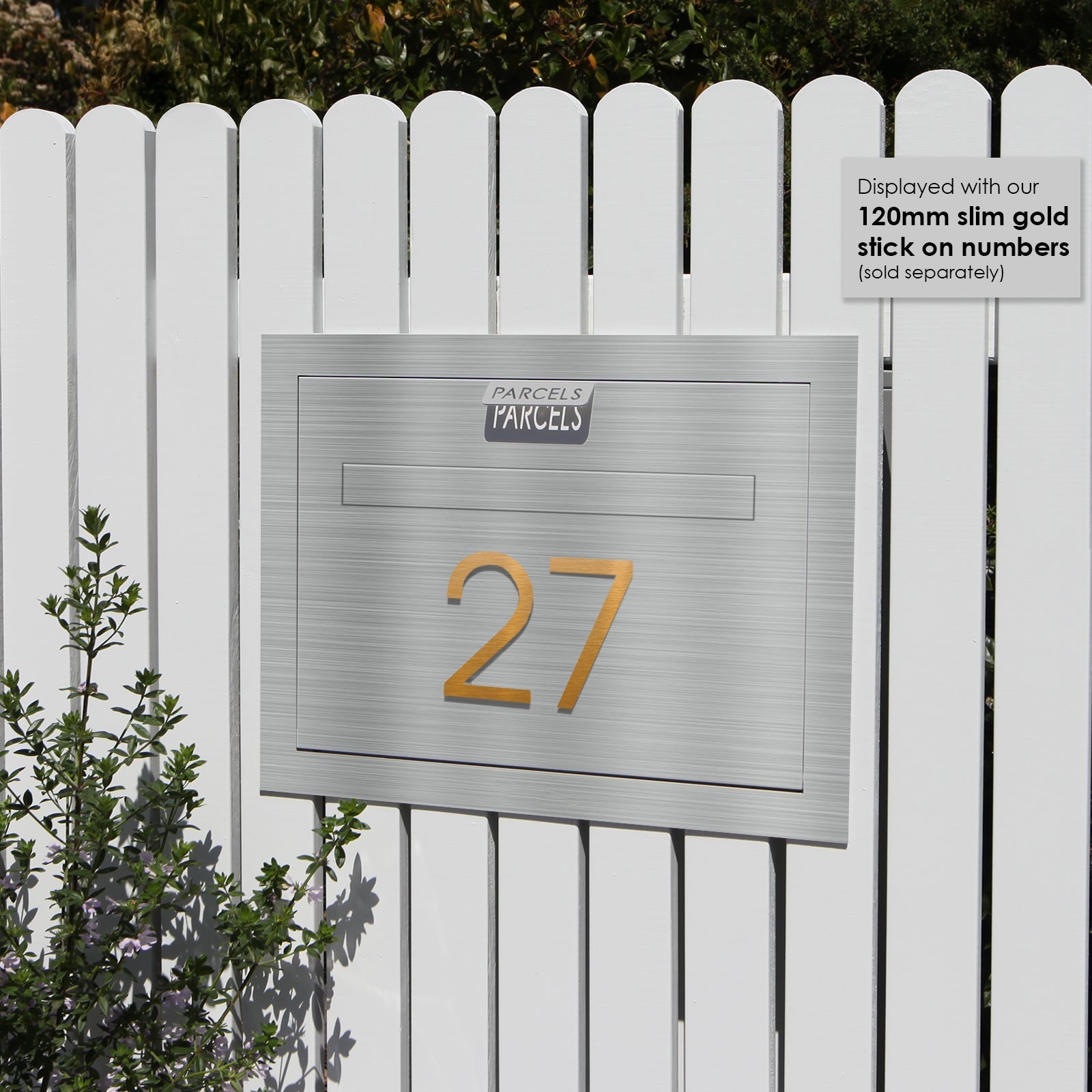 Geneva Large Parcel Fence/Brick Letterbox - Stainless Steel