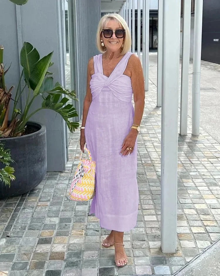 Plus Size Gorgeous Linen Sleeveless Plus Size Dress For Christmas