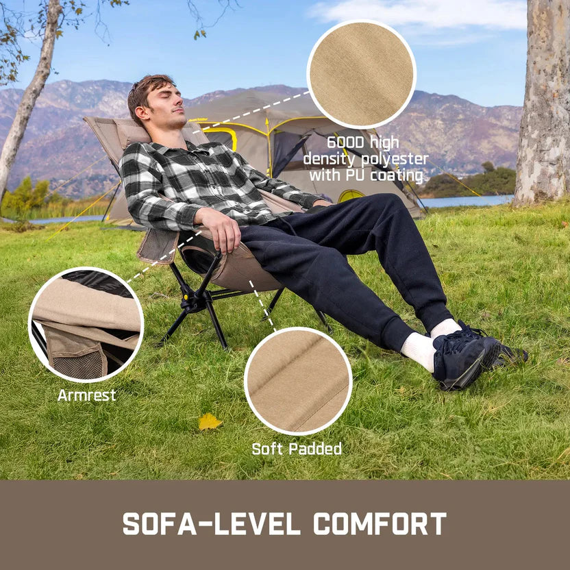 Clearance Sale: 50% Off – Portable, foldable camping chair, ideal for camping, hiking, backyard relaxation, fishing, and more. Supports up to 250 pounds and comes with a storage bag.