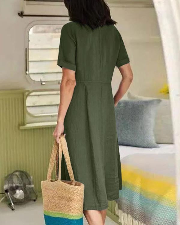 Solid Loose Linen Dress