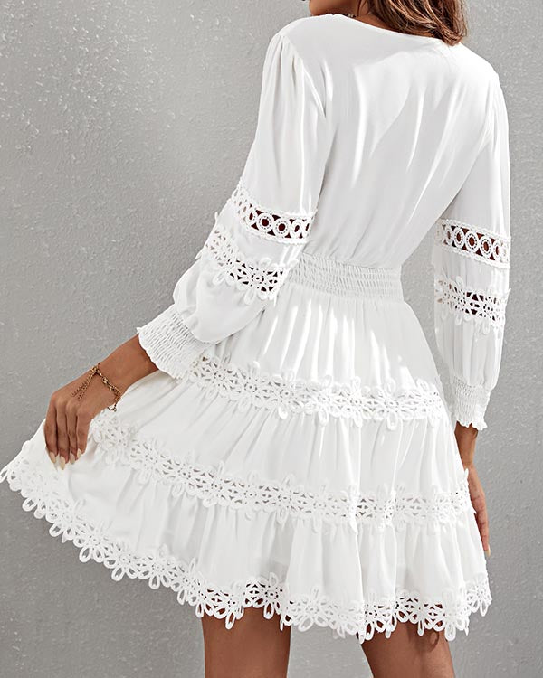 Sexy V-neck Lace Cutout Dress