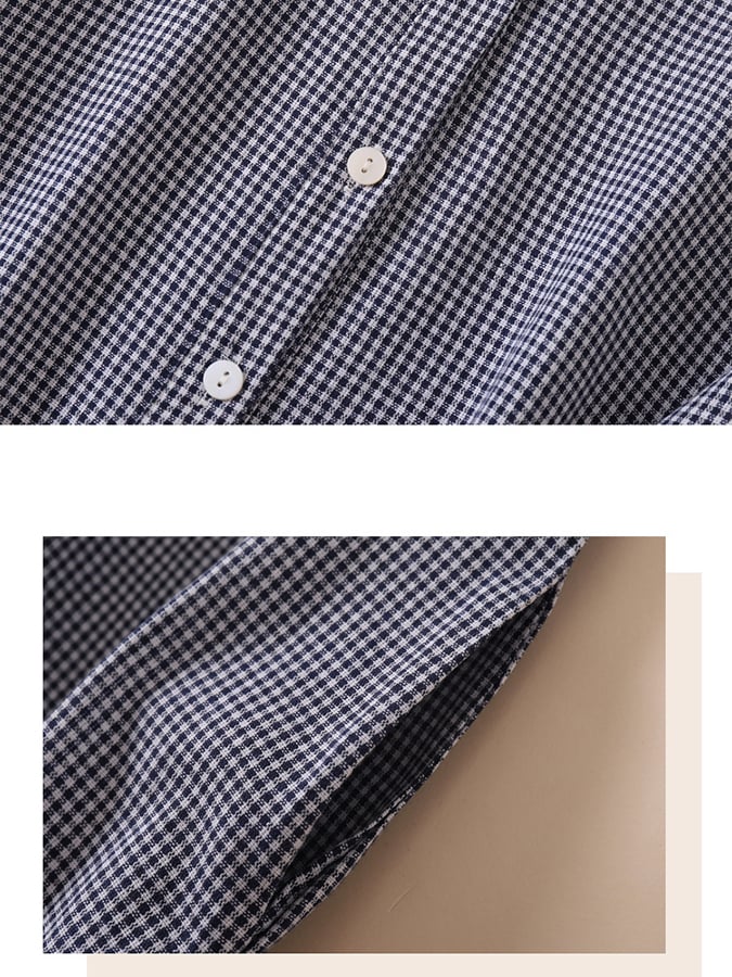 Cotton And Linen Plaid Retro Casual Loose Polo Neck Dress