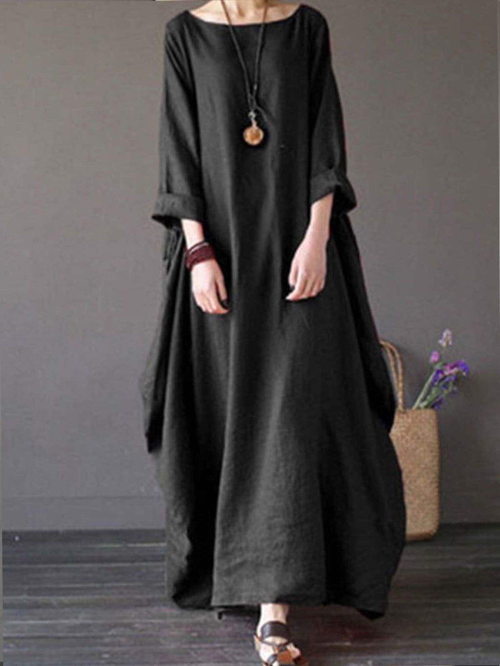 Women's cotton and linen loose plus size dress