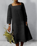 Solid Pocket Linen Casual Dress