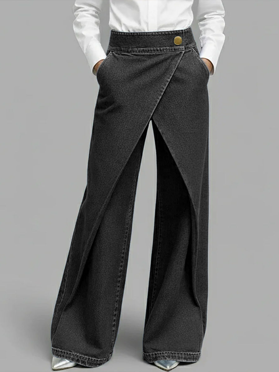 Women's High-waisted Casual Loose-fitting Wide-leg Jeans