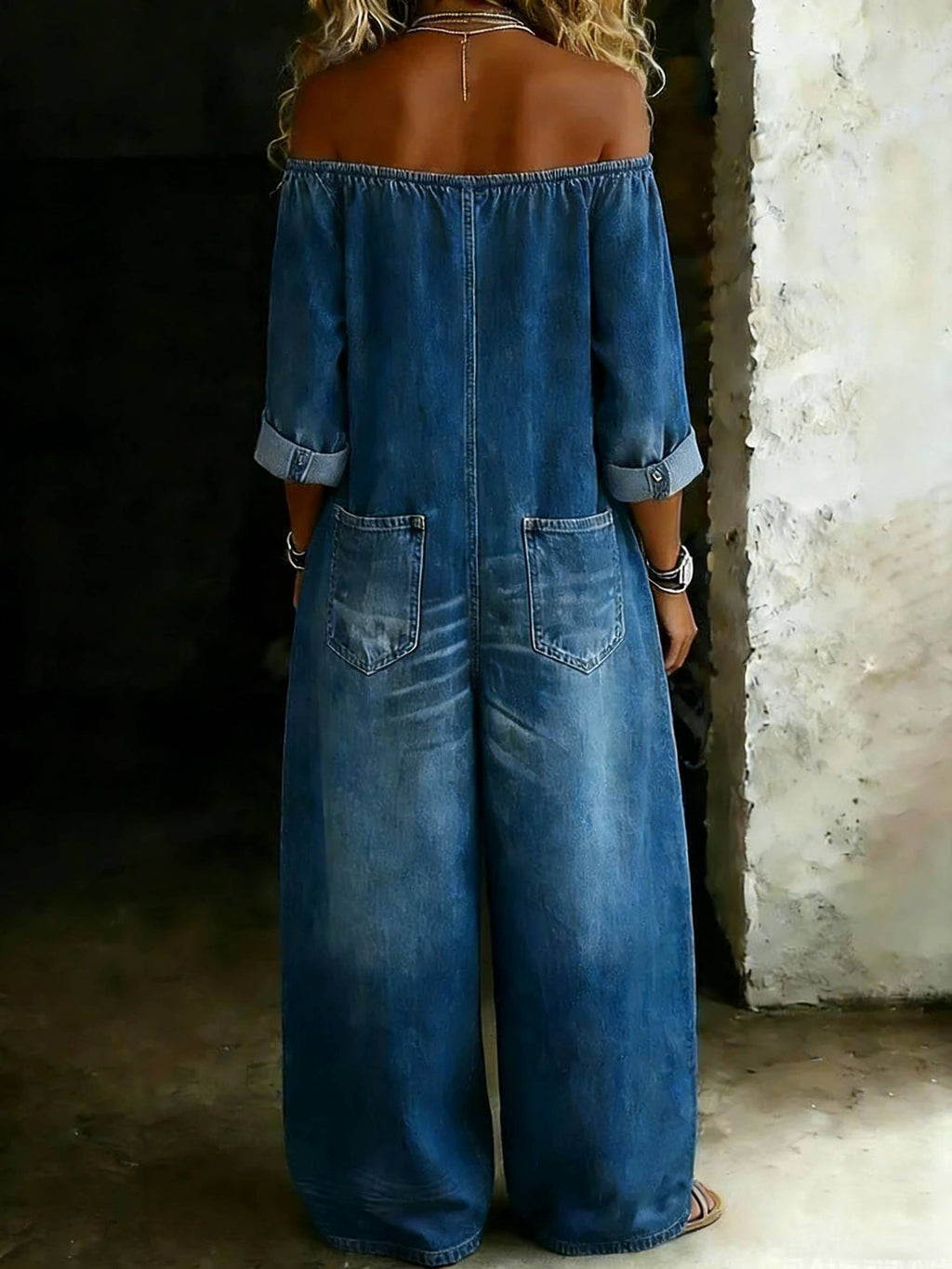Women’s Fashion Vintage Off-shoulder Long Sleeve Jumpsuit