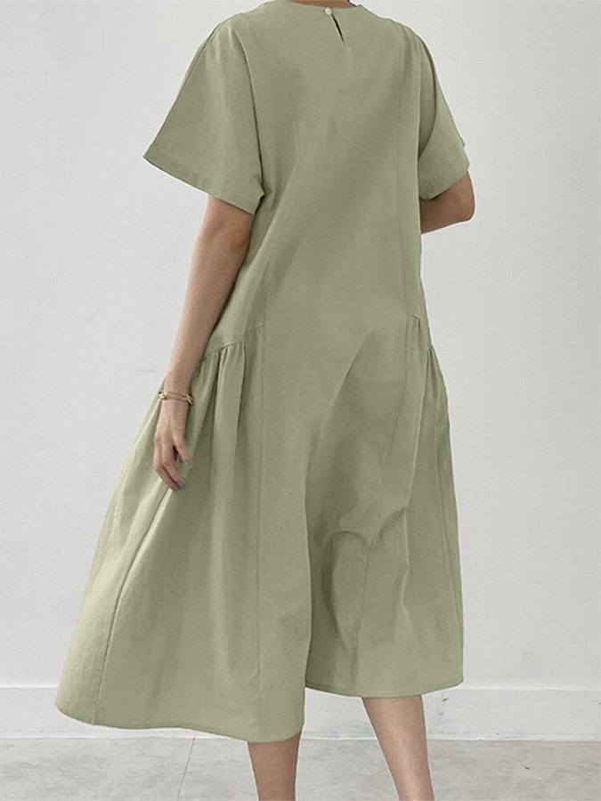Women's Solid Ruffled Loose Dress