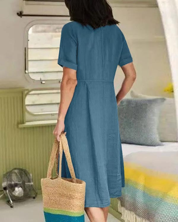 Solid Loose Linen Dress
