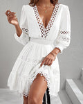 Sexy V-neck Lace Cutout Dress