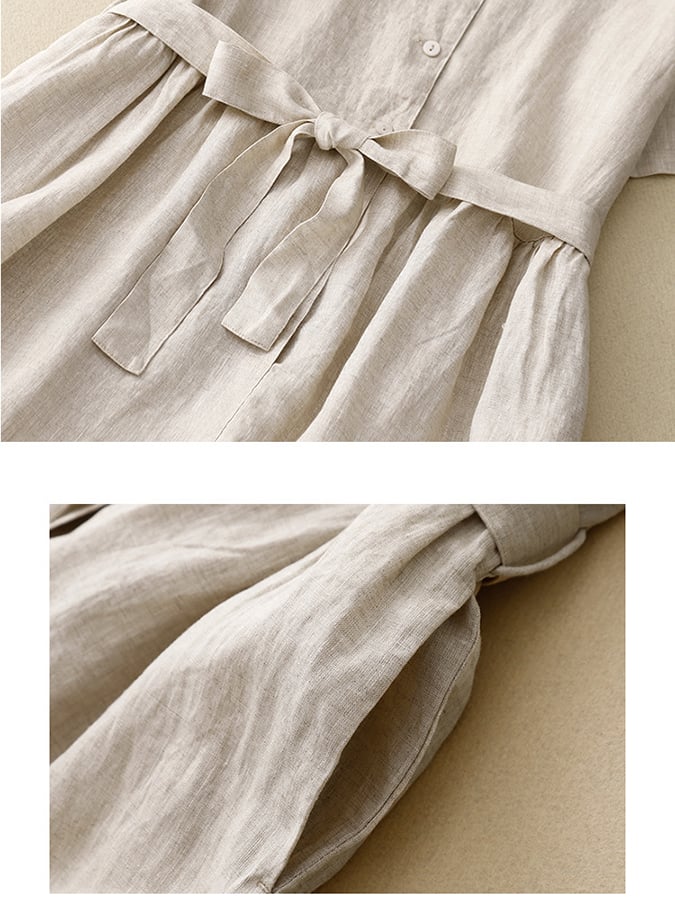 Women's Literary And Retro Temperament Belted Dress