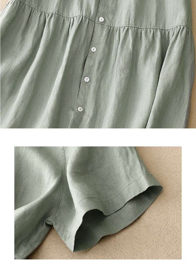 Artistic Loose Solid Short Sleeve Dress