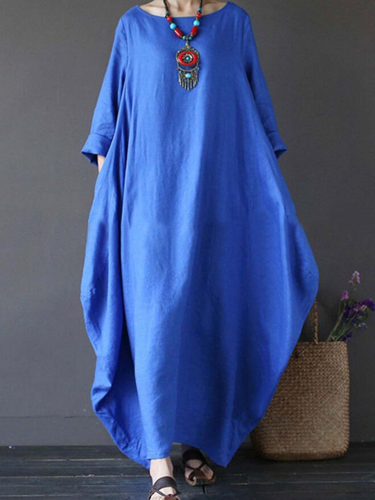 Women's cotton and linen loose plus size dress