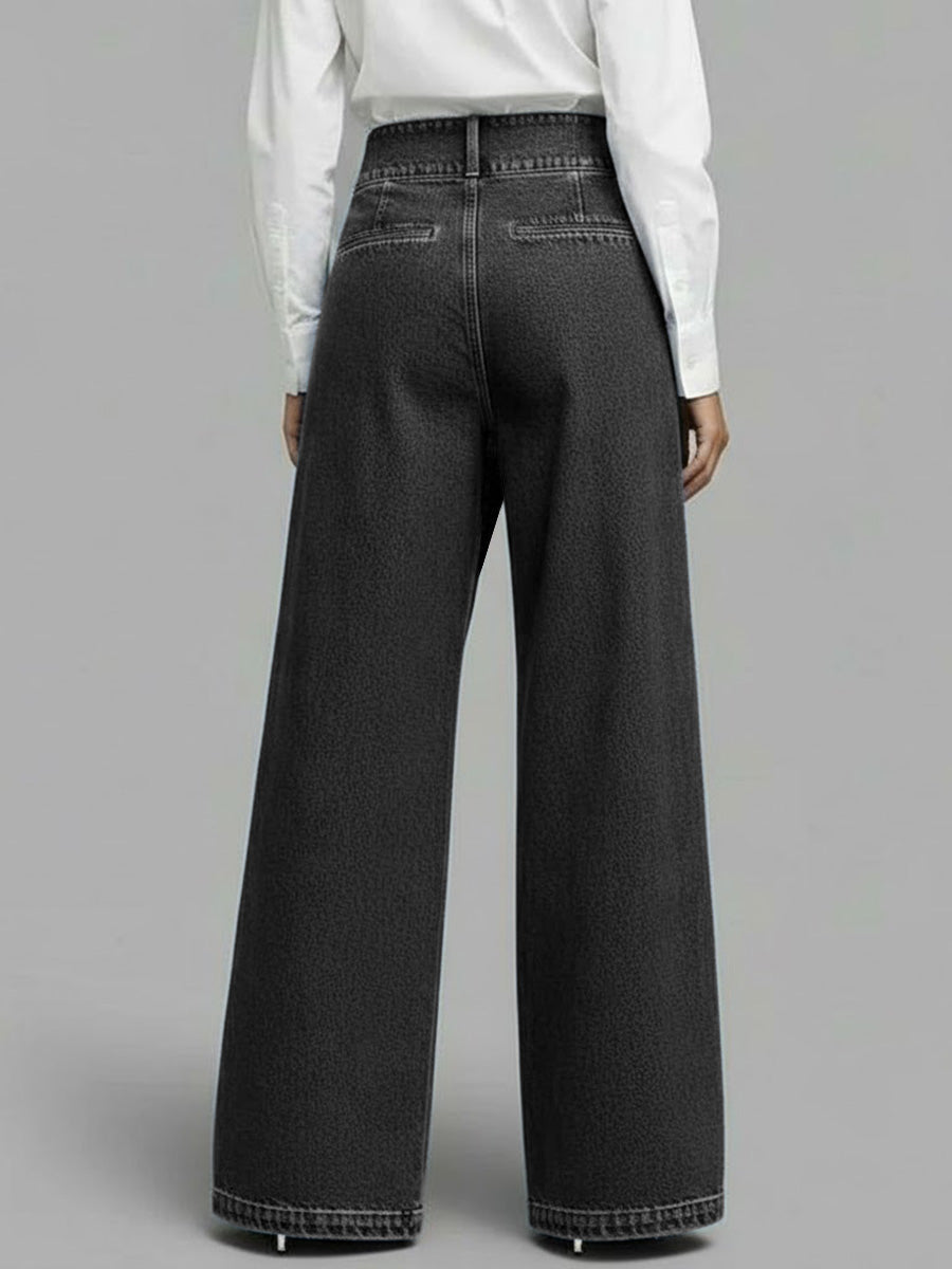 Women's High-waisted Casual Loose-fitting Wide-leg Jeans