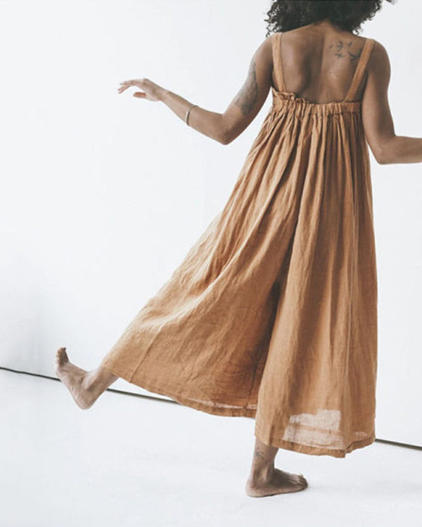 Casual Linen Loose Jumpsuit