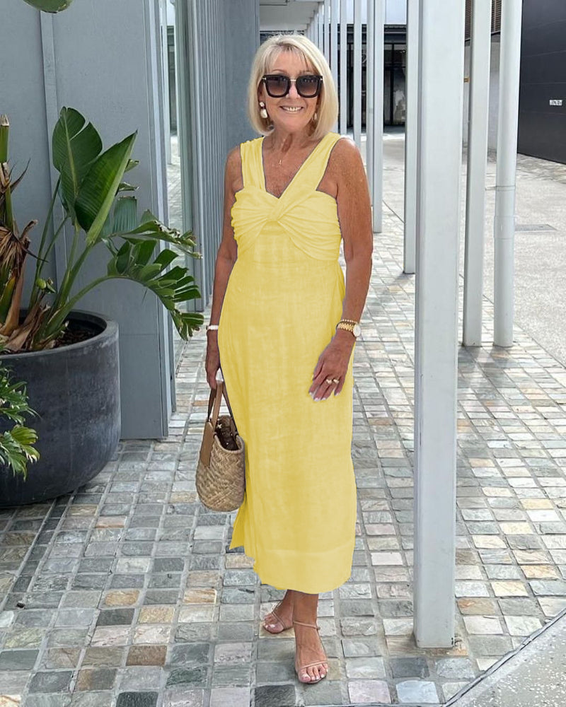 Plus Size Gorgeous Linen Sleeveless Plus Size Dress For Christmas